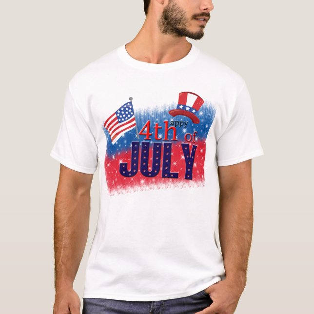4:e juli-typografi tee shirt (Framsida)