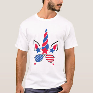 4:e juli Unicorn American Flagga Patriotic T Shirt