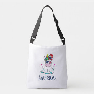 4:e juli Unicorn with USA flagga Sol Glass Axelväska