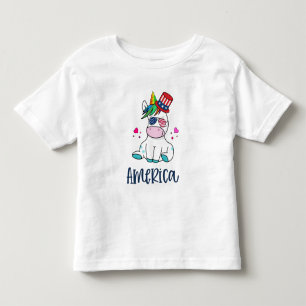 4:e juli Unicorn with USA flagga Sol Glass T Shirt
