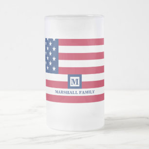 4:e juli USA Amerikanska Flagga Customigram Frostat Ölglas