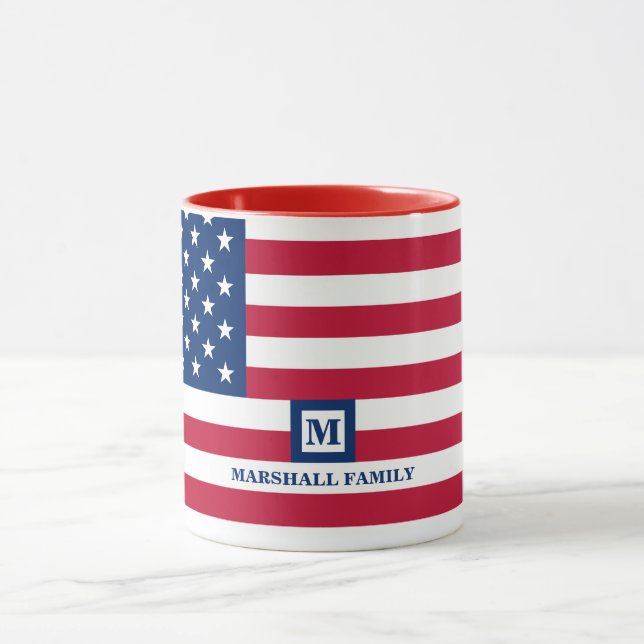 4:e juli USA Amerikanska Flagga Customigram Mugg (Center)