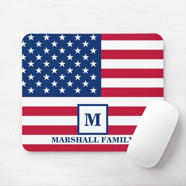 4:e juli USA Amerikanska Flagga Customigram Musmatta (Med mus)