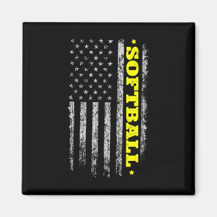 4:e Juli USA Flag Softll Självständighetsdag Tee W Magnet
