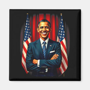 4:e juli USA-flagga 44:e presidenten Barack Obama Magnet