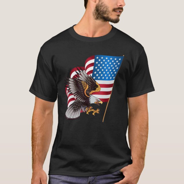 4:e juli USA flagga Amerikanska patriotiska Ögon 1 T Shirt (Framsida)