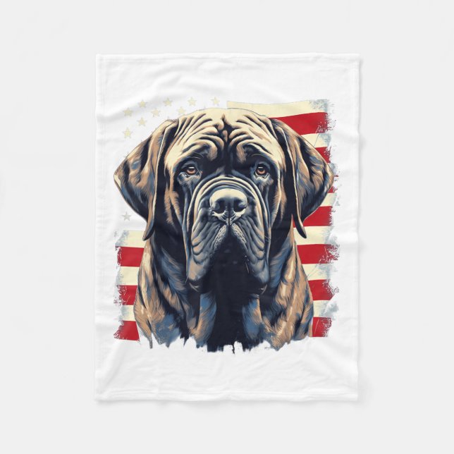 4:e juli - USA - Flagga Engelsk Mastiff Hund _1 Fleecefilt (Framsidan)