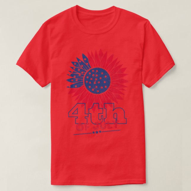 4:e juli USA flagga Solrosdesign Ameri T Shirt (Design framsida)