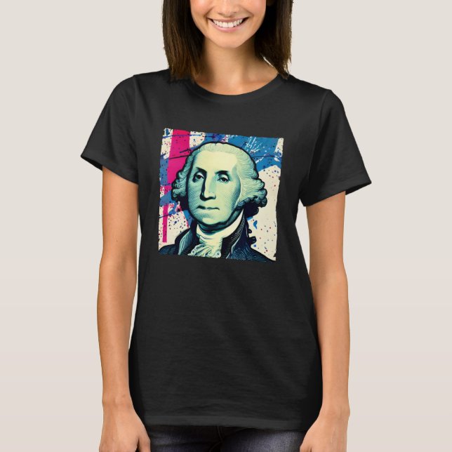 4:e juli: USA George Washington American Art On T Shirt (Framsida)