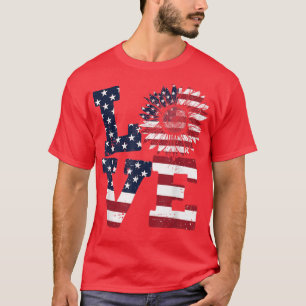 4:e juli USA Kärlek Solros Patriotic American T Shirt