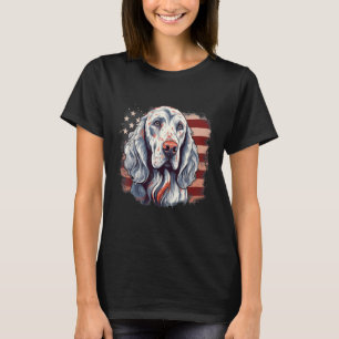 4:e juli USA:s engelska Setter-Hund, Flagga T Shirt
