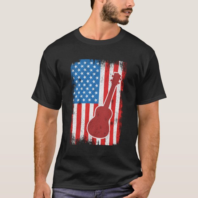 4:e juli Usa Ukulele Musician T Shirt (Framsida)
