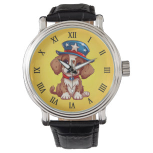 4:e juli - valpen med amerikansk hatt-71009 armbandsur