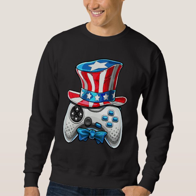 4:e juli Video Game American Flagga Sam Gam Lång Ärmad Tröja (Framsida)