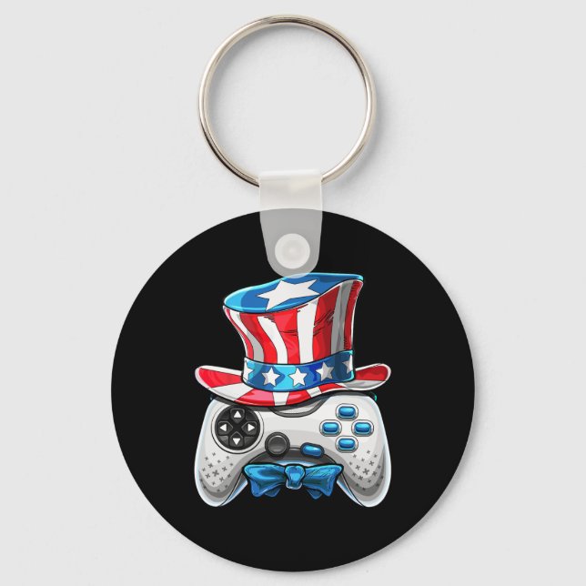 4:e juli Video Game American Flagga Sam Gam Nyckelring (Framsida)