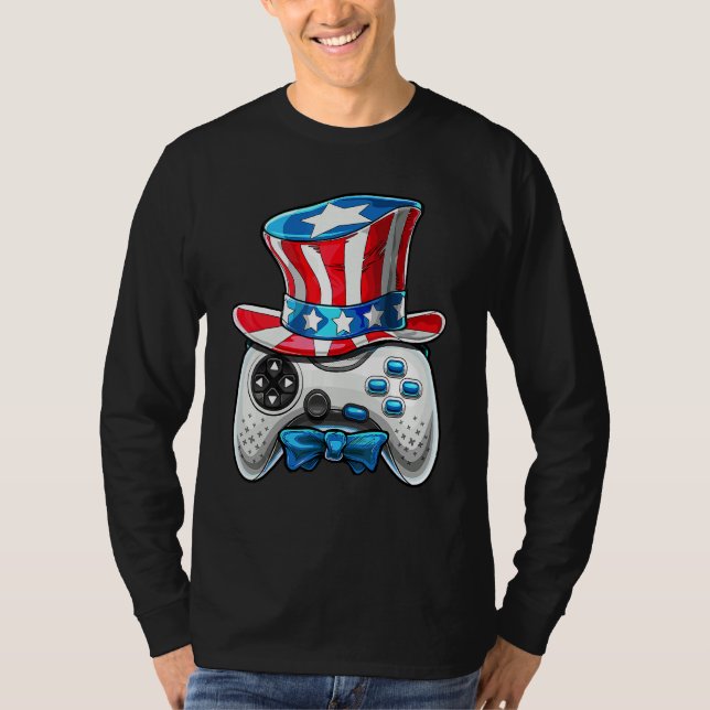 4:e juli Video Game American Flagga Sam Gam T Shirt (Framsida)