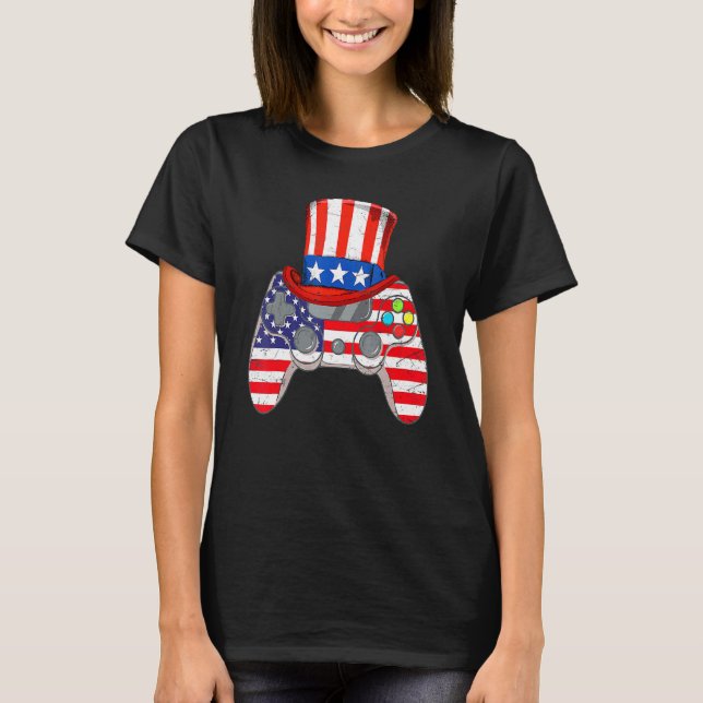 4:e juli Video Game American Flagga Sam Gam T Shirt (Framsida)