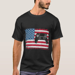 4:e juli Video Game Gamer Kids Boys Manar USA T Shirt