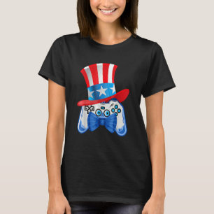 4:e juli Videospel USA flagga Gamer Kids Boys M T Shirt