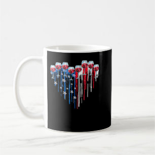 4:e juli Vin Glasses Heart American Flagga Patri Kaffemugg