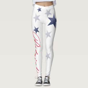 4:e juli: vita och blå stjärnor. leggings