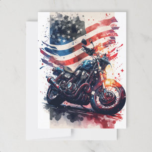 4:e juli Vykort för motorcykel