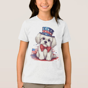 4:e juli White Cute Puppy Hund-43568 T Shirt