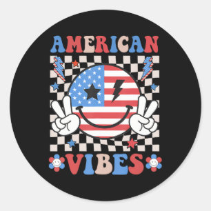 4:e juli: Womens Manar Kids American Vibes P Runt Klistermärke