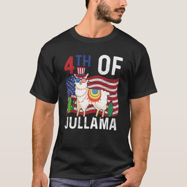 4:e Jullama lamas patriotiska amerikanska Flagga 4 T Shirt (Framsida)
