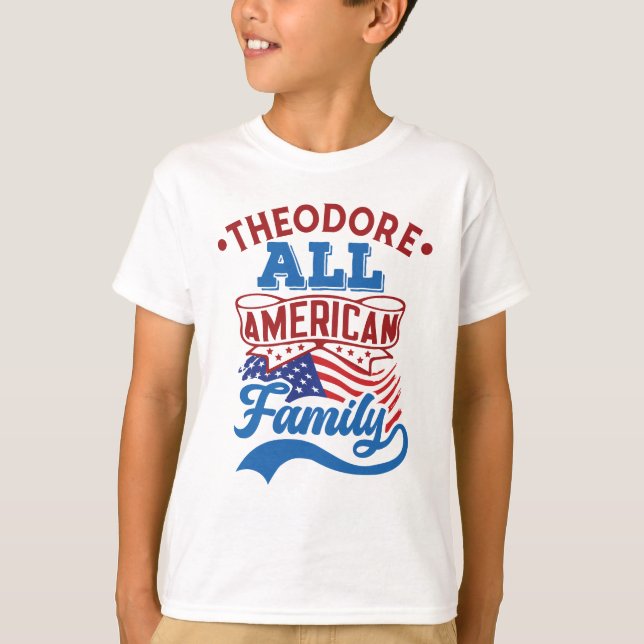 4:e july All american-familjens patriotiska matchn T Shirt (Framsida)