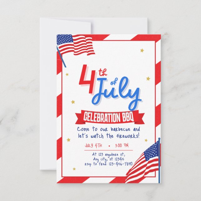 4:e July BBQ party Inbjudningar (Framsida)