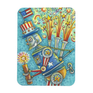 4:E JULY FIREWORKS ROBOT, AMERICANA MAGNET