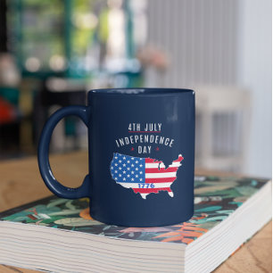 4:e JULY-Independence day-design Två-Tonad Mugg