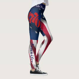4:e JULY Leggings American Flagga Ditt namn Parad