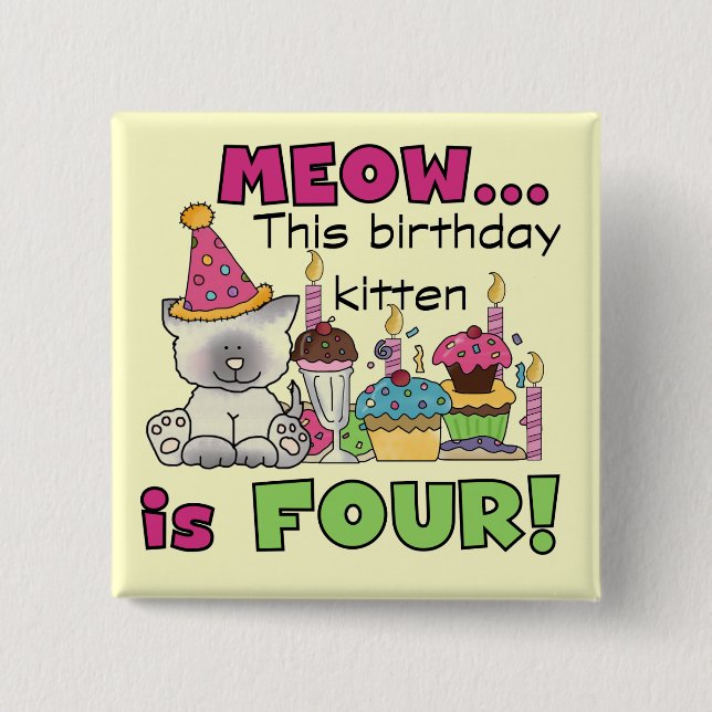 4:e kattdagen T-shirts och gåvor Knapp (Framsida)