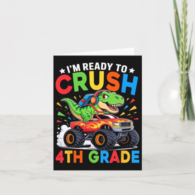 4:e Klass-Back to school-dinosaur T Rex Monster Tr Kort (Framsida)
