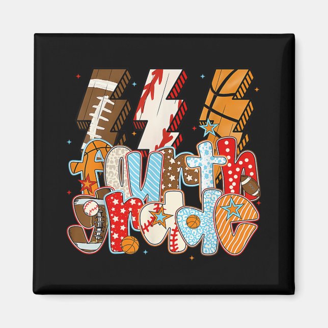 4:e Klass Boys Lightning Bult Football Baseball Ba Magnet (Framsidan)