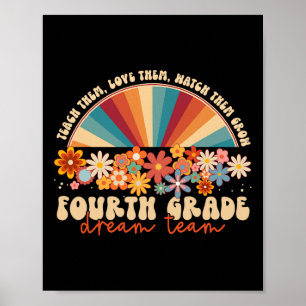 4:e Klass Dream Team Groovy Rainbow Back to school Poster
