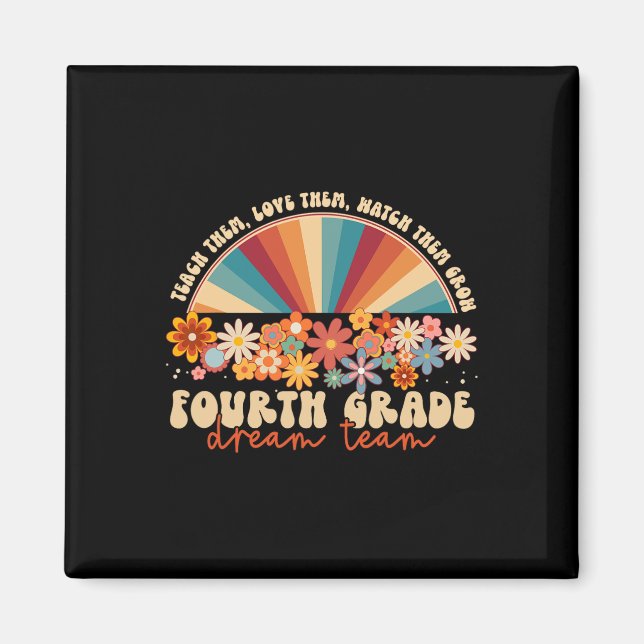 4:e klass Drömteam Groovy Rainbow Ck Till Skola T Magnet (Framsidan)
