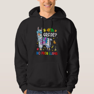 4:e klass Ingen Prob Llama Lärare Och Kid Tillbak Hoodie