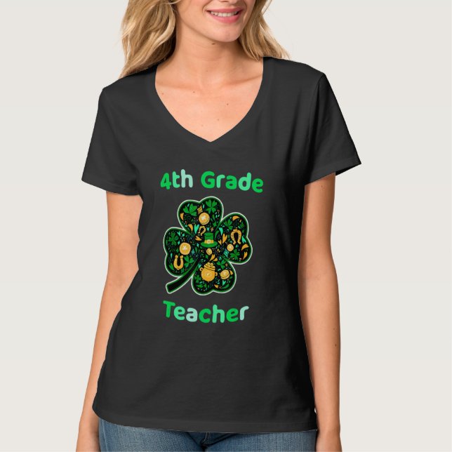 4:e Klass Lacher Funny St patrick's day T Shirt (Framsida)