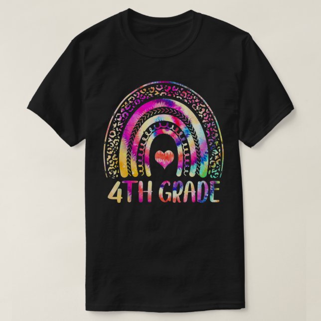 4:e Klass Lacher Tie Dye Rainbow Back to school T Shirt (Design framsida)