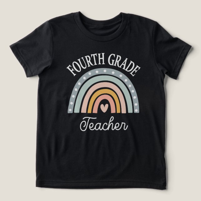 4:e klass lärare Söt regnbåge T Shirt (Design Framsida)