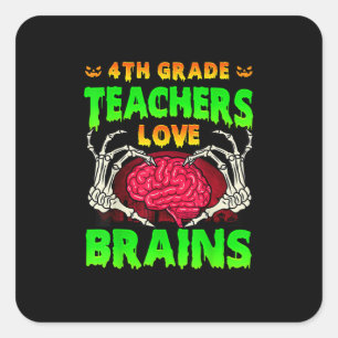 4:e Klass-lärarna Brains Skeleton Hand Heart Hall Fyrkantigt Klistermärke