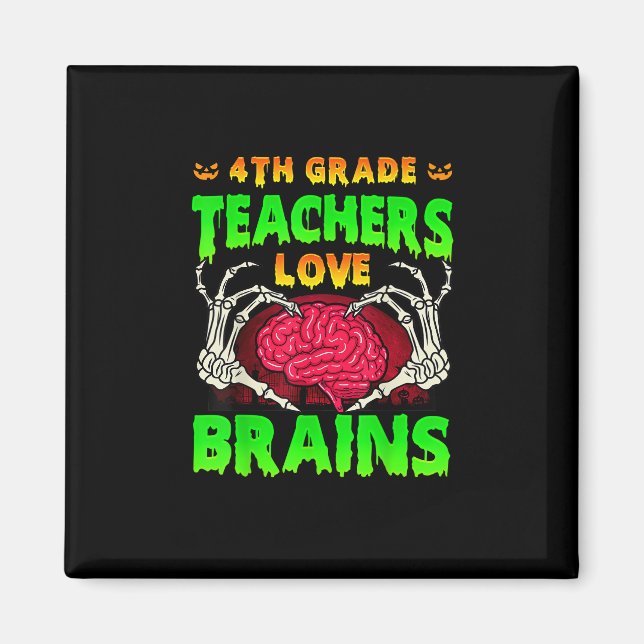 4:e Klass-lärarna Brains Skeleton Hand Heart Hall Magnet (Framsidan)