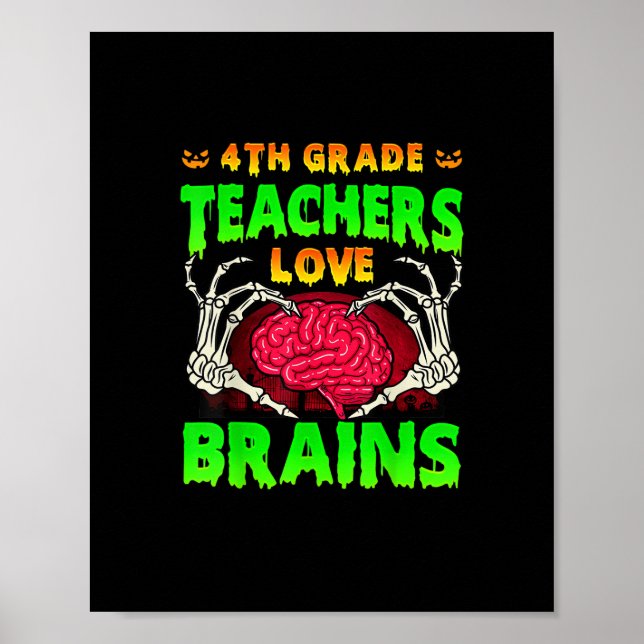 4:e Klass-lärarna Brains Skeleton Hand Heart Hall Poster (Framsidan)