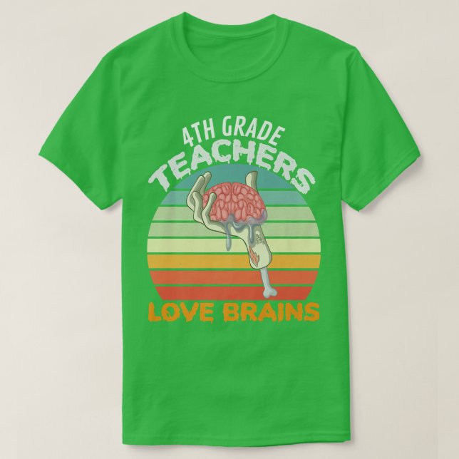 4:e Klass-lärarna Kärlek Brains Zombie Teacher Hal T Shirt (Design framsida)