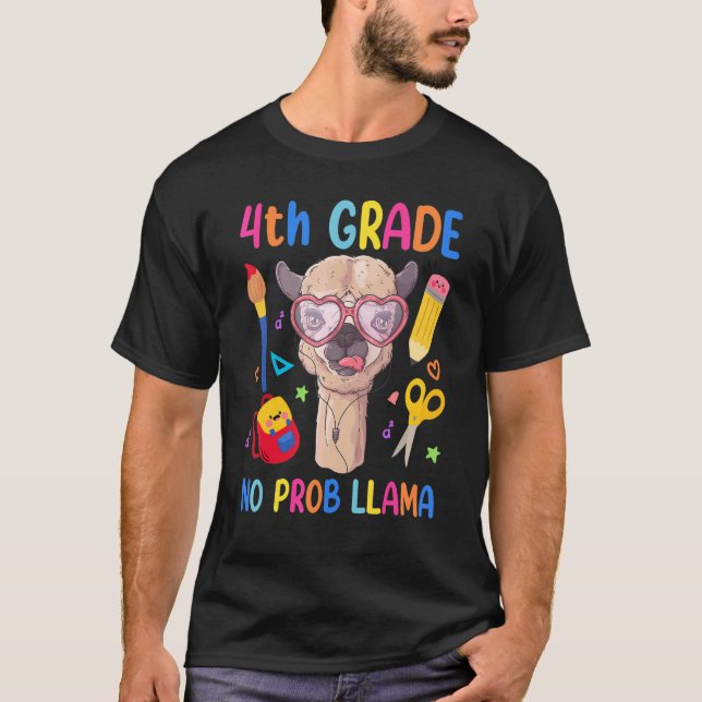 4:e Klass Llama: Inga problem vid första Scho-dage T Shirt (Framsida)