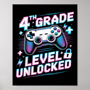 4:e klass nivå upplåst videospel första dagen pojk poster