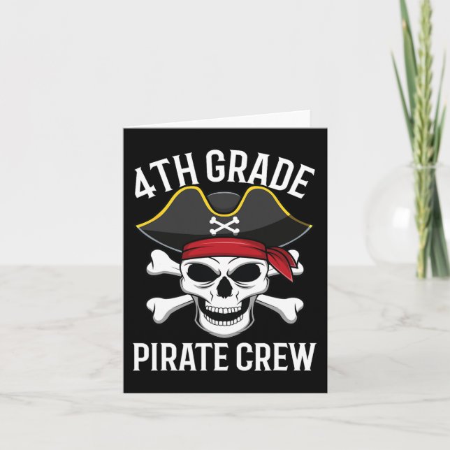 4:e Klass Pirat Crew Halloween Costume Student Te Kort (Framsida)